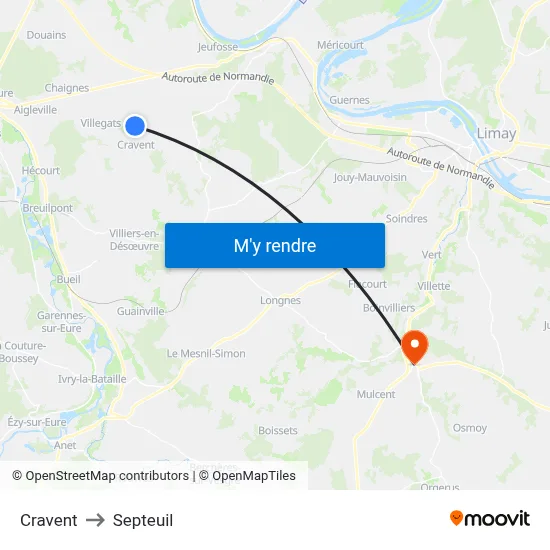 Cravent to Septeuil map