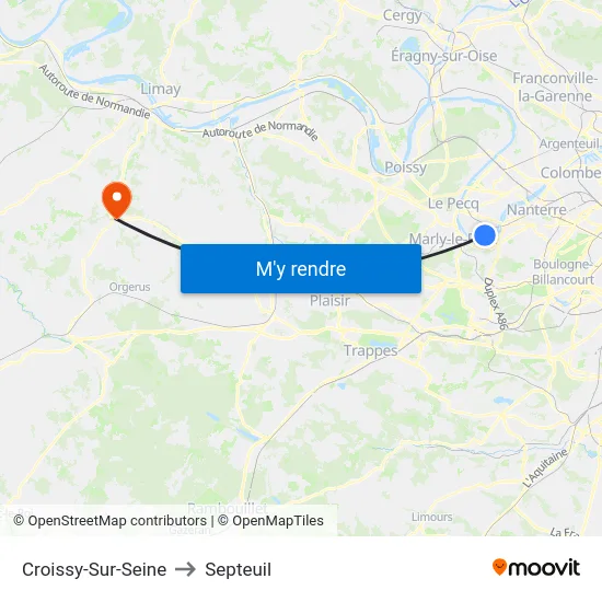 Croissy-Sur-Seine to Septeuil map