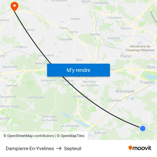 Dampierre-En-Yvelines to Septeuil map