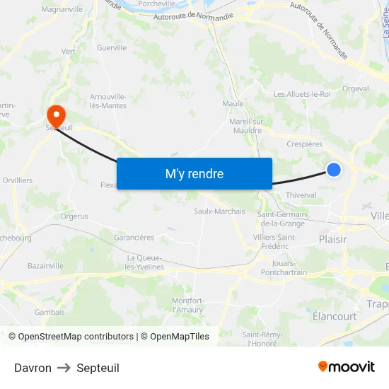 Davron to Septeuil map