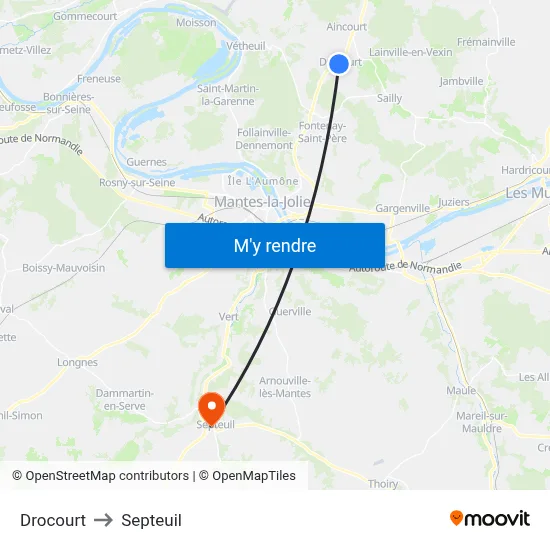 Drocourt to Septeuil map