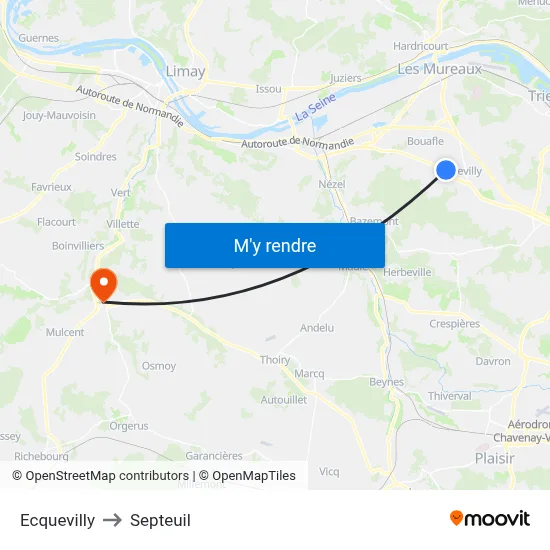 Ecquevilly to Septeuil map