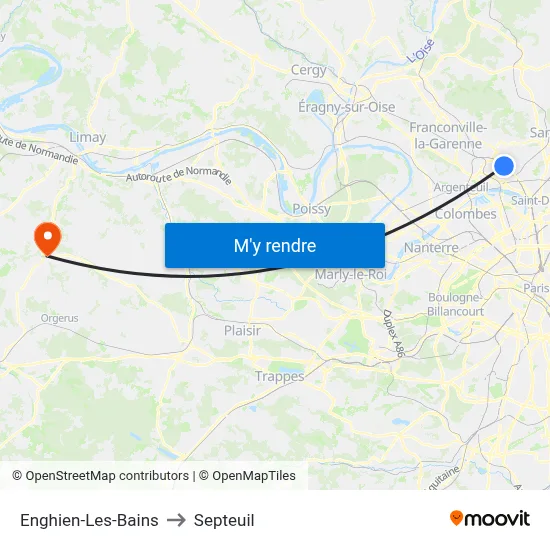 Enghien-Les-Bains to Septeuil map