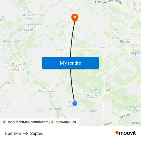 Epernon to Septeuil map
