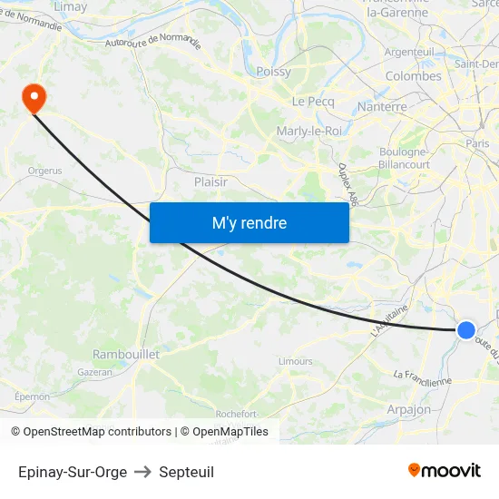 Epinay-Sur-Orge to Septeuil map