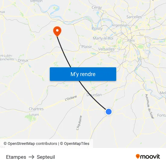 Etampes to Septeuil map