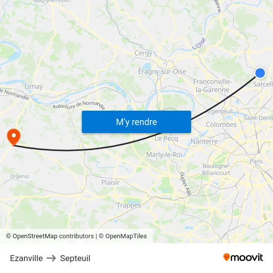 Ezanville to Septeuil map