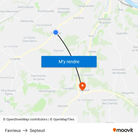 Favrieux to Septeuil map
