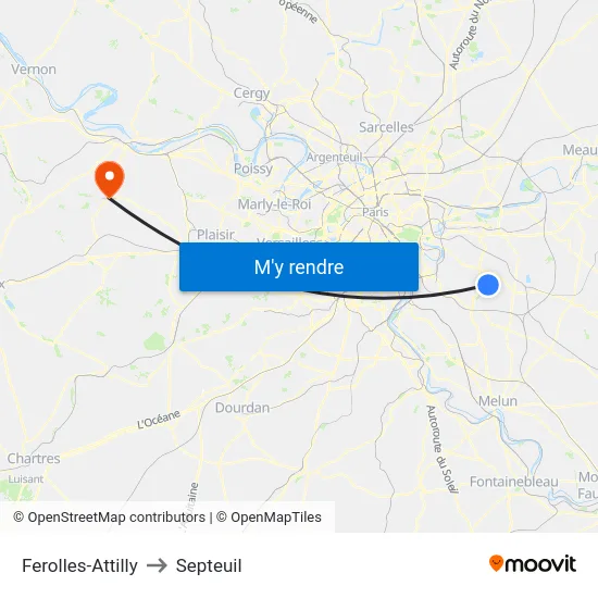 Ferolles-Attilly to Septeuil map