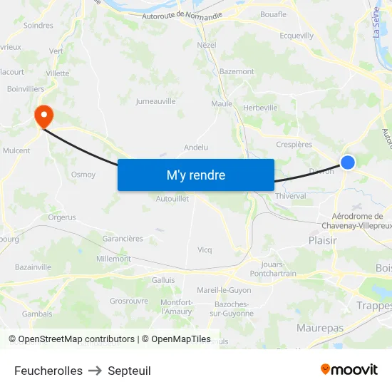 Feucherolles to Septeuil map
