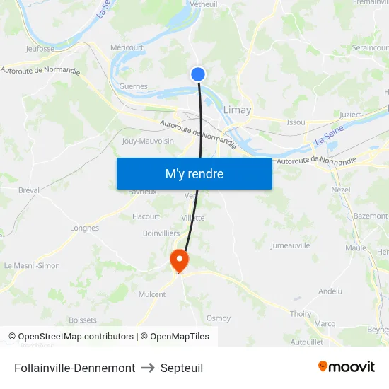 Follainville-Dennemont to Septeuil map