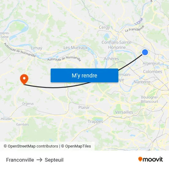 Franconville to Septeuil map