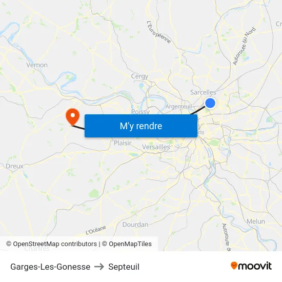 Garges-Les-Gonesse to Septeuil map