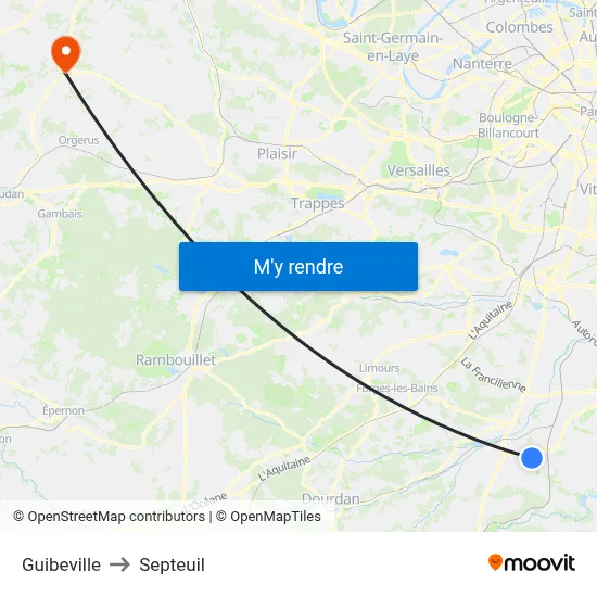 Guibeville to Septeuil map