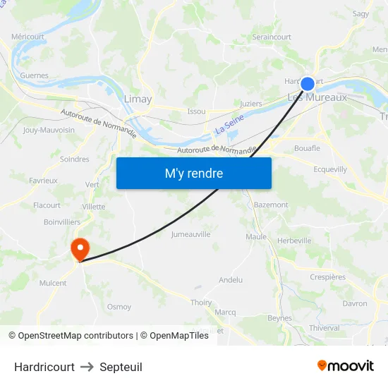 Hardricourt to Septeuil map