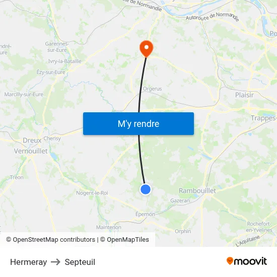 Hermeray to Septeuil map