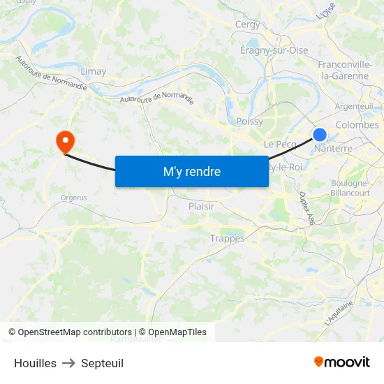 Houilles to Septeuil map