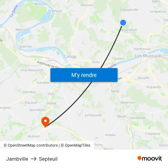 Jambville to Septeuil map