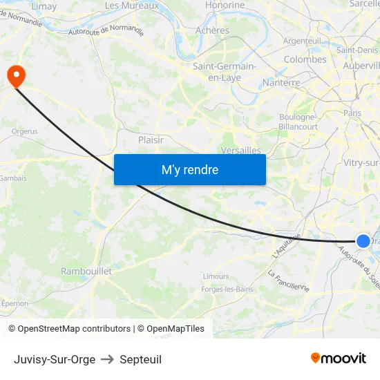 Juvisy-Sur-Orge to Septeuil map