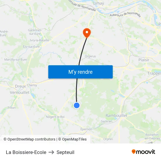 La Boissiere-Ecole to Septeuil map