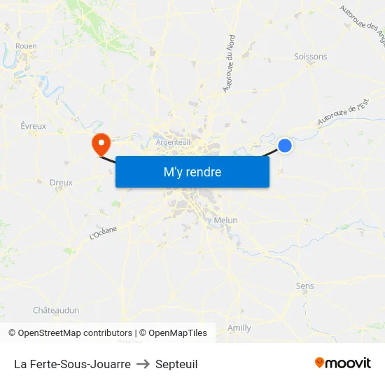 La Ferte-Sous-Jouarre to Septeuil map