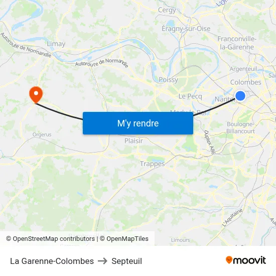 La Garenne-Colombes to Septeuil map