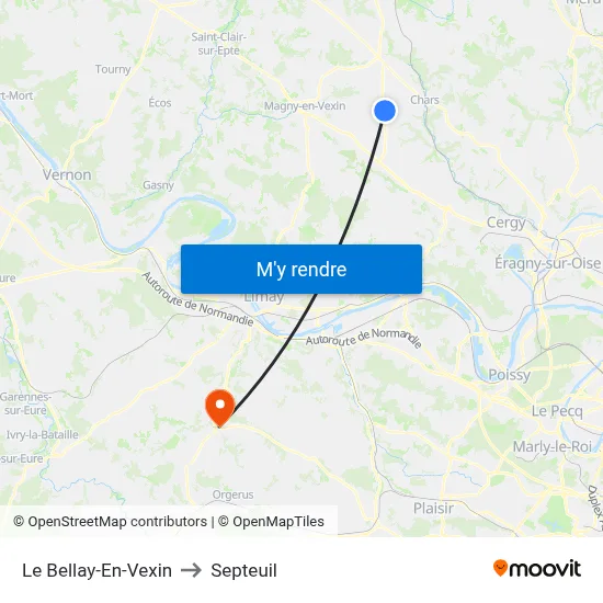 Le Bellay-En-Vexin to Septeuil map