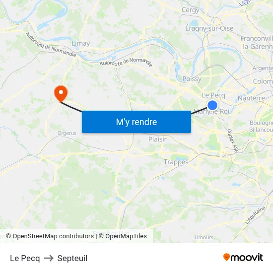 Le Pecq to Septeuil map