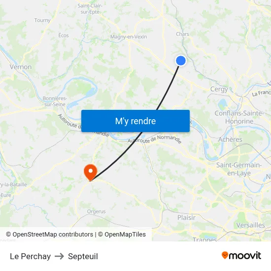 Le Perchay to Septeuil map