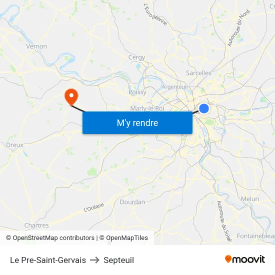 Le Pre-Saint-Gervais to Septeuil map