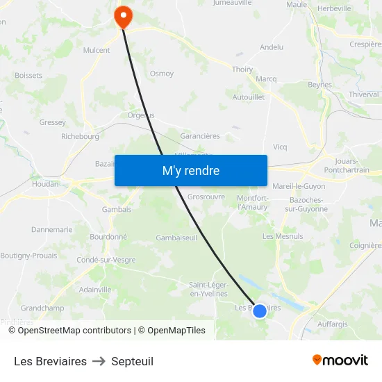 Les Breviaires to Septeuil map