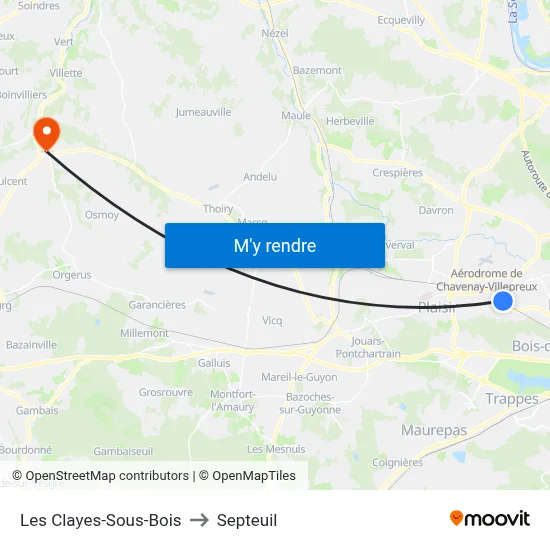 Les Clayes-Sous-Bois to Septeuil map