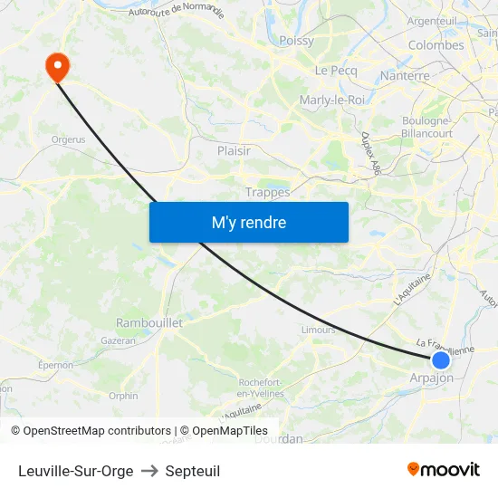 Leuville-Sur-Orge to Septeuil map