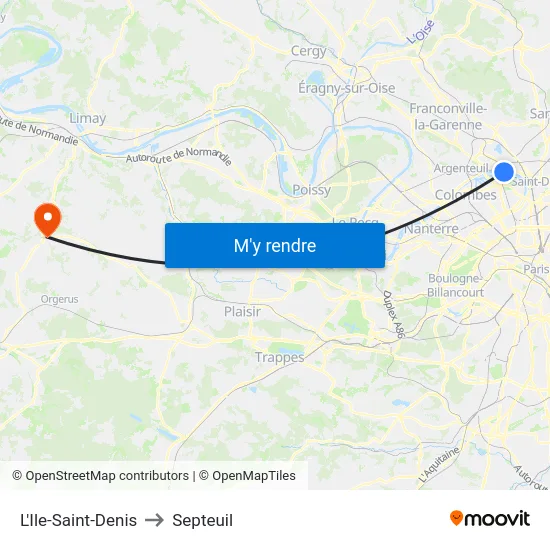 L'Ile-Saint-Denis to Septeuil map