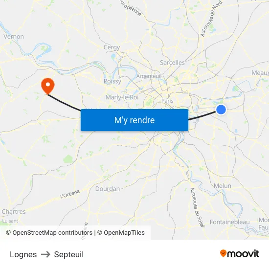 Lognes to Septeuil map