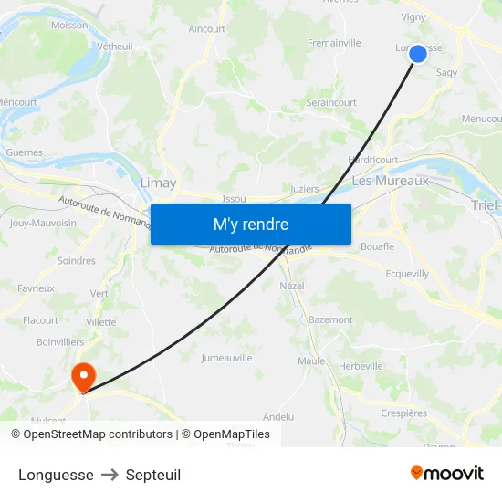 Longuesse to Septeuil map