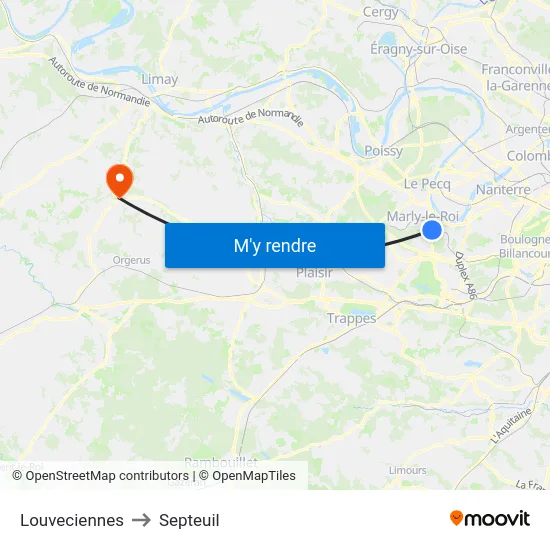 Louveciennes to Septeuil map