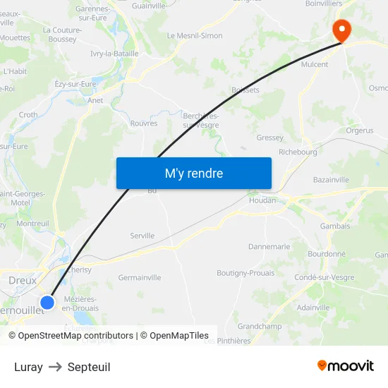Luray to Septeuil map