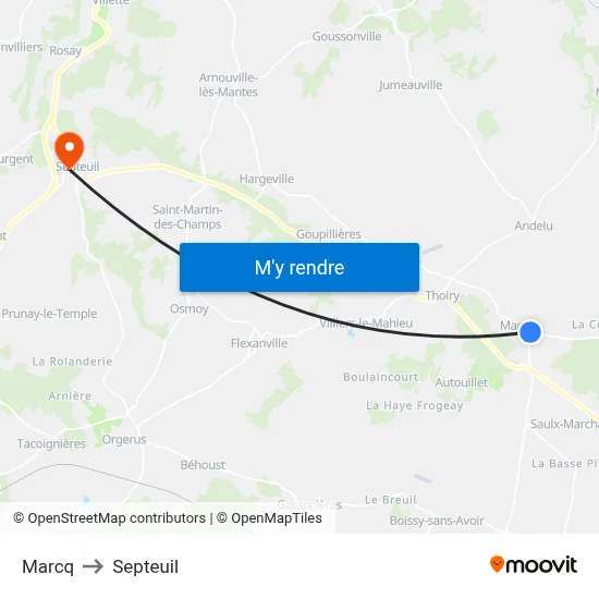 Marcq to Septeuil map