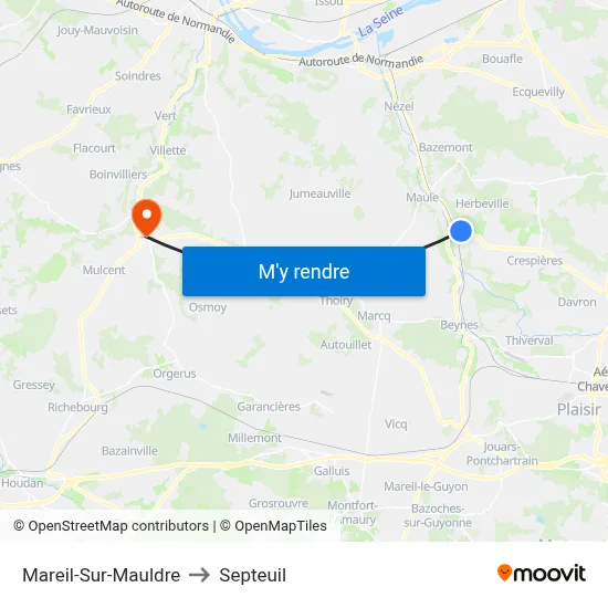Mareil-Sur-Mauldre to Septeuil map