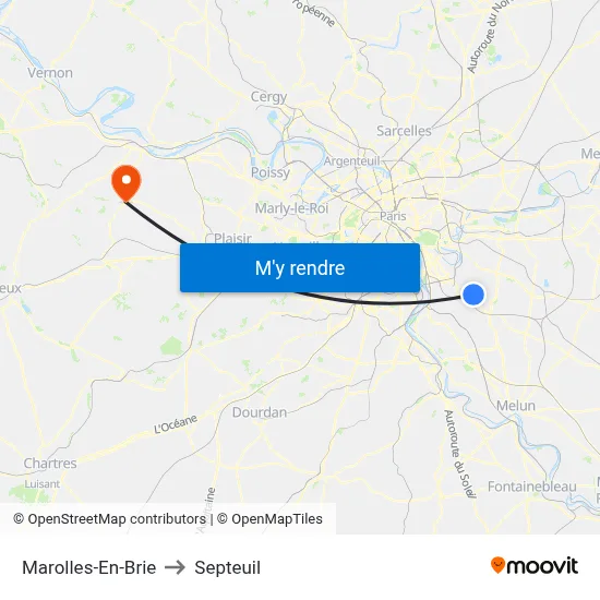 Marolles-En-Brie to Septeuil map