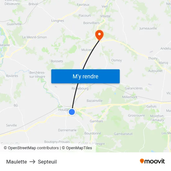 Maulette to Septeuil map
