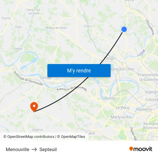 Menouville to Septeuil map