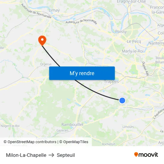Milon-La-Chapelle to Septeuil map