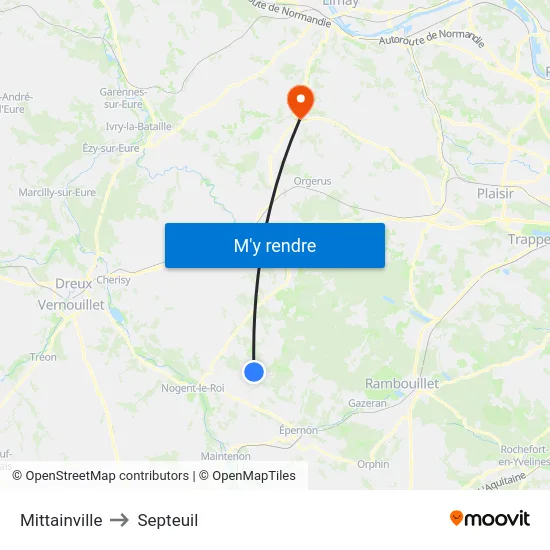 Mittainville to Septeuil map