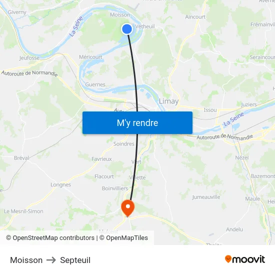 Moisson to Septeuil map