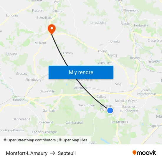 Montfort-L'Amaury to Septeuil map