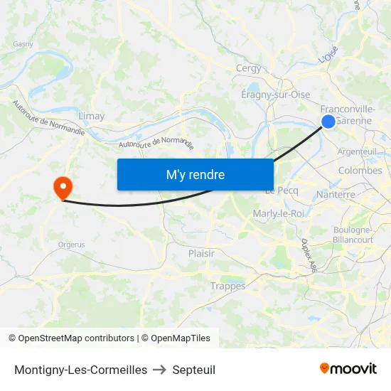 Montigny-Les-Cormeilles to Septeuil map