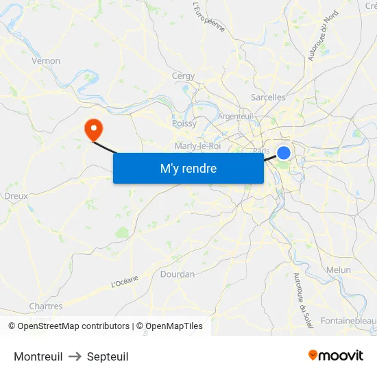 Montreuil to Septeuil map