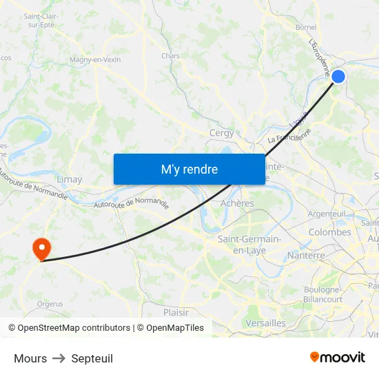 Mours to Septeuil map